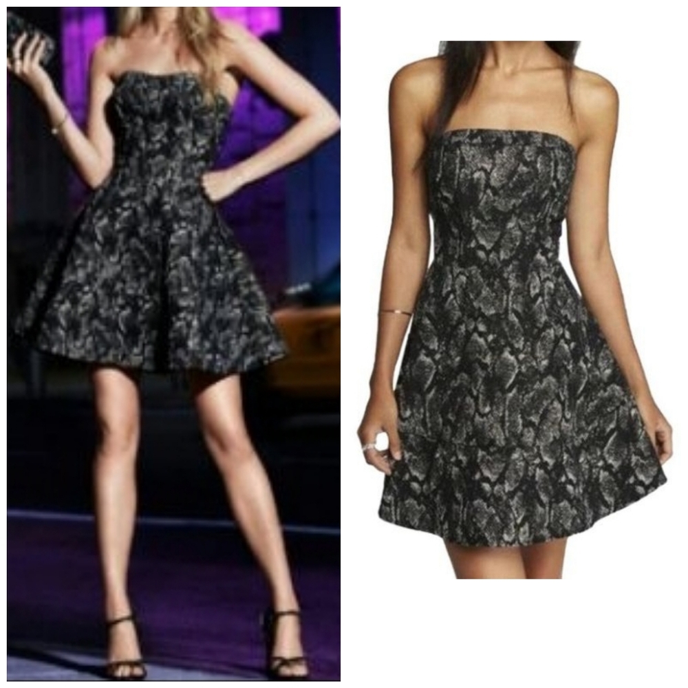 NEW Express Snake Print Strapless 8 Mini Strapless Animal Print Short Dress